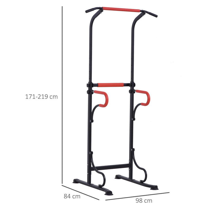 Steel Multi-Use Exercise Power Tower Pull Up Station Adjustable Height with Grips