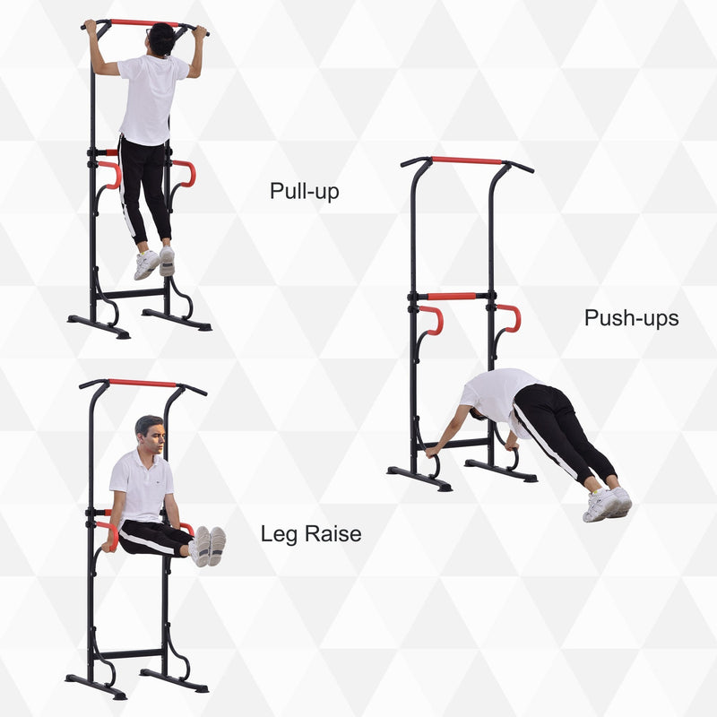 Steel Multi-Use Exercise Power Tower Pull Up Station Adjustable Height with Grips