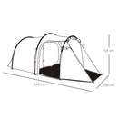 Outsunny Camping Dome Tent 2 Room's for 3-4 Person with Weatherproof Screen - Dark Grey