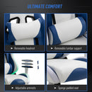 Vinsetto Racing Chair with LED Light, Bluetooth Speakers Music Video Game Chair PU Leather with Removable Pillows Adjustable Height 360-¦ Swivel White Blue Reclining