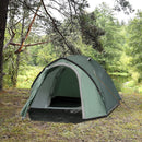 Outsunny Camping Dome Tent 2 Room for 3-4 Person with Weatherproof Vestibule Backpacking Tent Large Windows Lightweight for Fishing & Hiking Green Compact w/ Mesh Vents