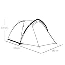 Outsunny Camping Dome Tent 2 Room for 3-4 Person with Weatherproof Vestibule Backpacking Tent Large Windows Lightweight for Fishing & Hiking Green Compact w/ Mesh Vents
