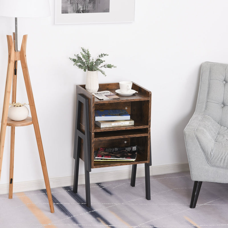 Particle Board Twin-Set Industrial Side Tables Brown