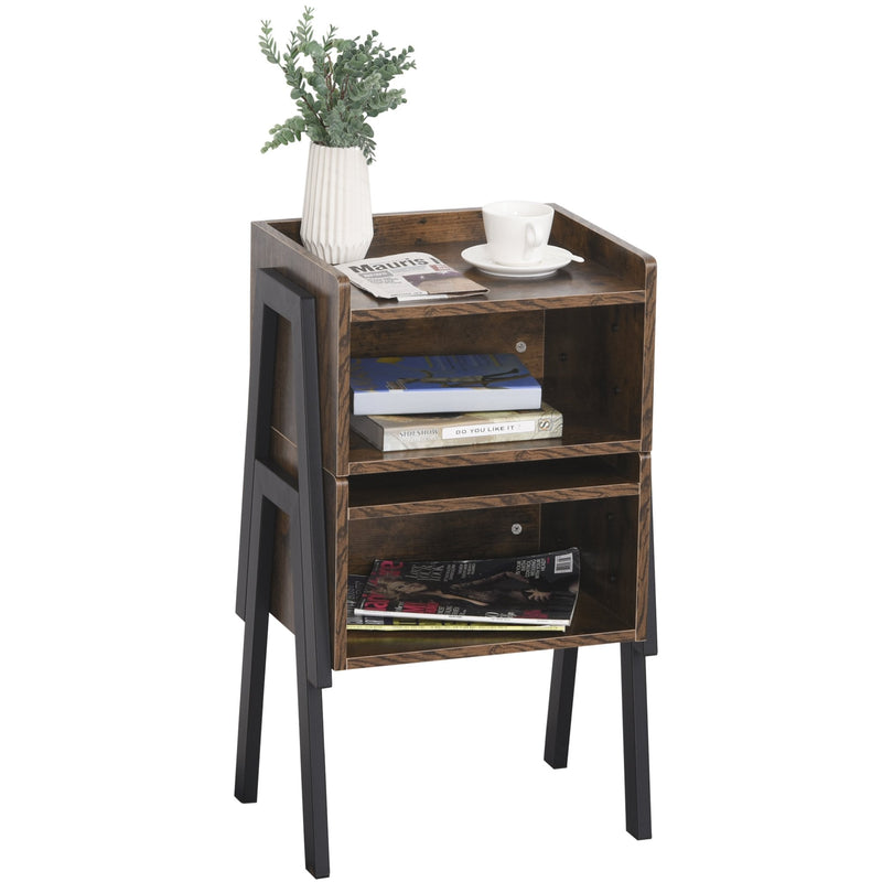 Particle Board Twin-Set Industrial Side Tables Brown