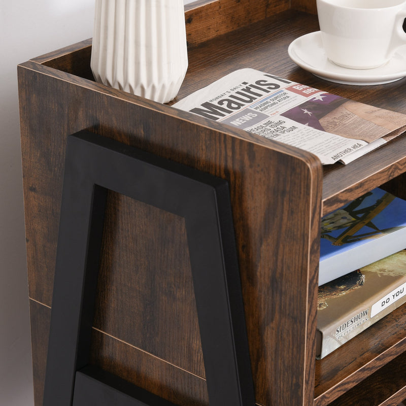 Particle Board Twin-Set Industrial Side Tables Brown