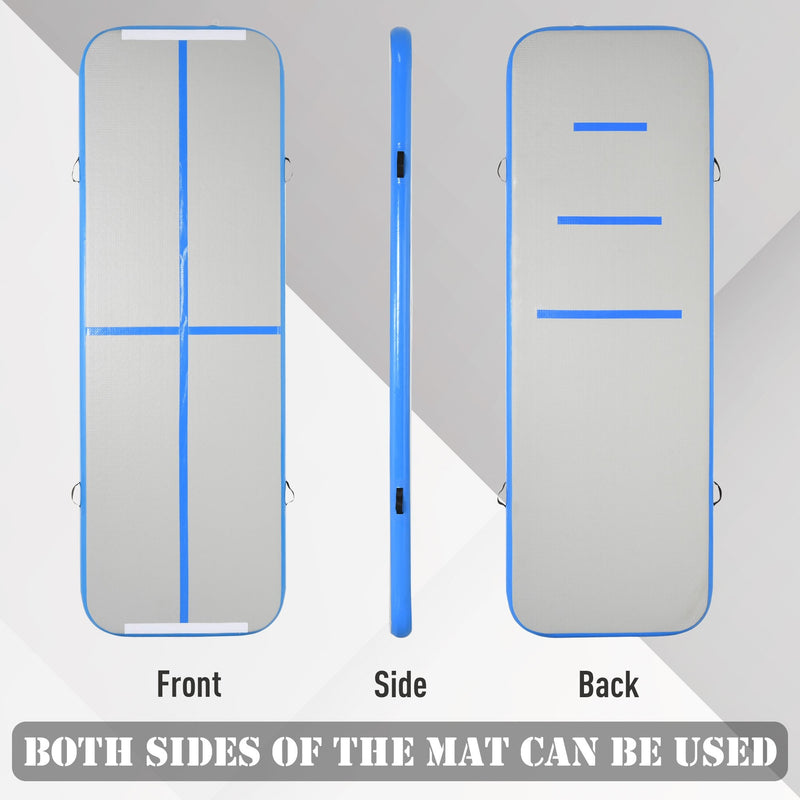 3m Gymnastics Mat Inflatable PVC Yoga Training Exercise Mat w/ Pump Blue