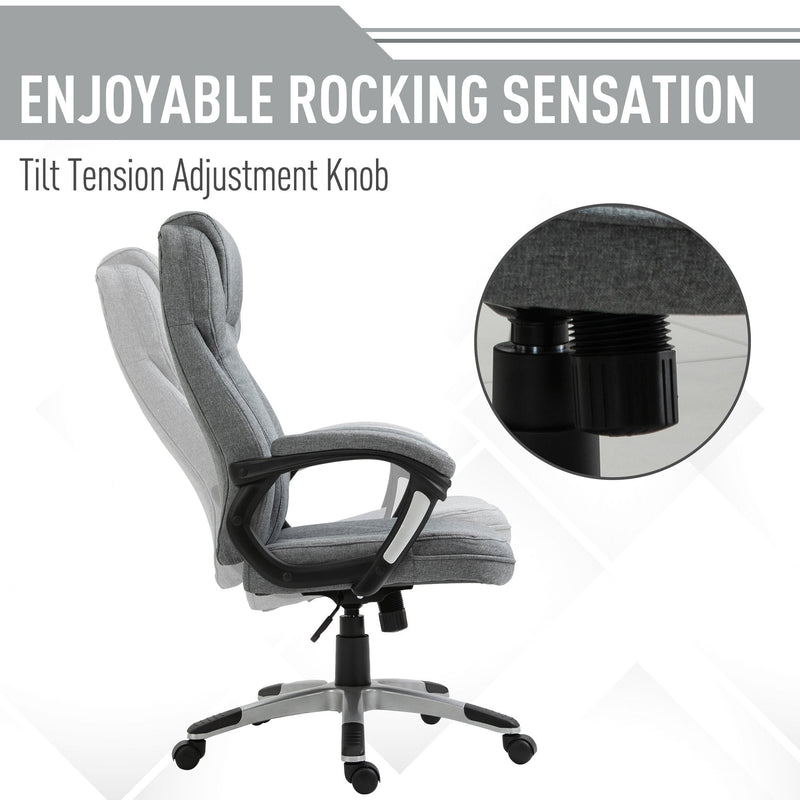Vinsetto High Back Office Chair Ergonomic Swivel Rocking with Armrest - Grey