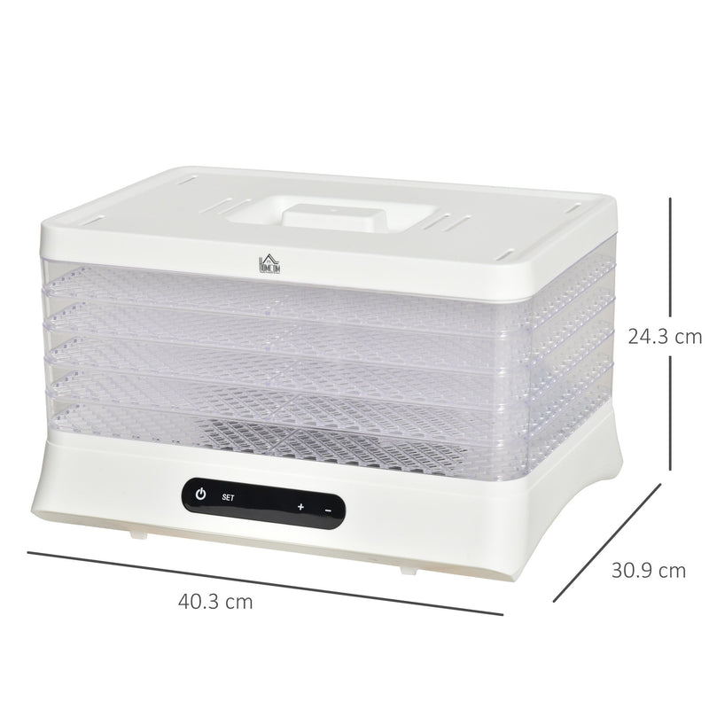 HOMCOM Food Dehydrator 5 Tier 500W - White