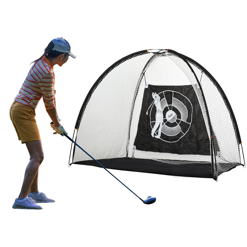 HOMCOM Golf Practice Net with Target Hitting Cloth for Backyard Driving Range Chipping Net with Carry Bag for Indoor & Outdoor Sports Training, 10ft L x 4.7ft W Training