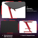 HOMCOM Gaming Desk Steel Frame w/ Cup Headphone Holder Adjustable Feet Cable Organiser Home Office Computer Table Red