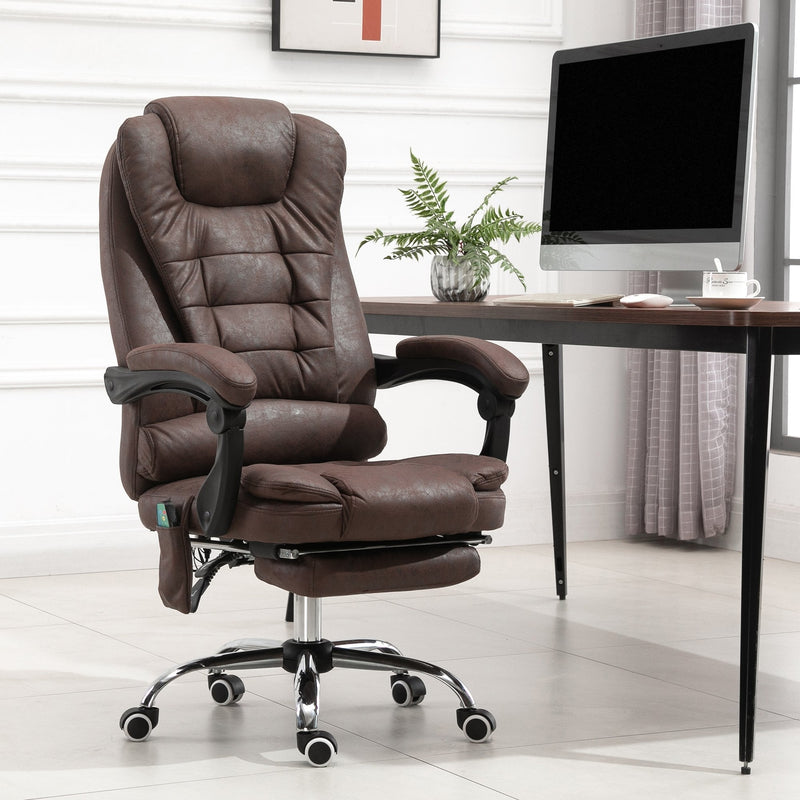 Vinsetto Heated 6 Points Vibration Massage Executive Office Chair Adjustable Swivel Ergonomic High Back Desk Chair Recliner with Footrest Vintage