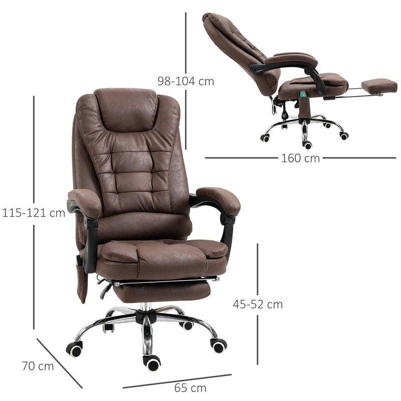 Vinsetto Heated 6 Points Vibration Massage Executive Office Chair Adjustable Swivel Ergonomic High Back Desk Chair Recliner with Footrest Vintage