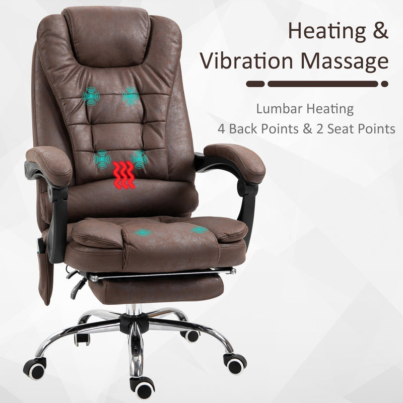Vinsetto Heated 6 Points Vibration Massage Executive Office Chair Adjustable Swivel Ergonomic High Back Desk Chair Recliner with Footrest Vintage