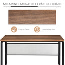 Wooden Computer Desk Study Standing Writing Table Workstation with Metal Frame, Brown Modern Frame