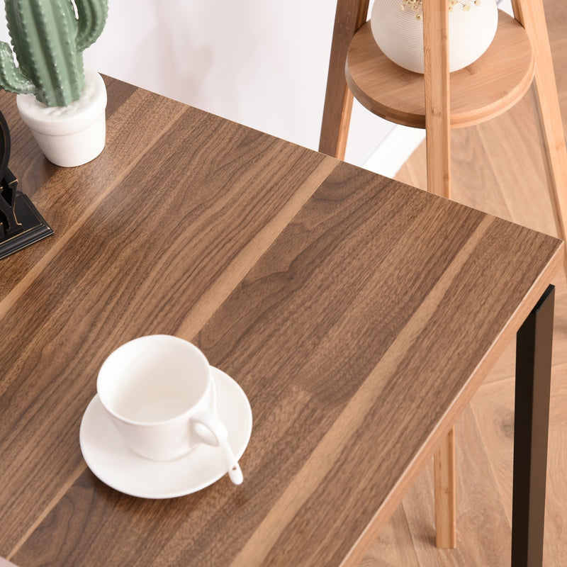 Wooden Computer Desk Study Standing Writing Table Workstation with Metal Frame, Brown Modern Frame