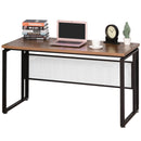 Wooden Computer Desk Study Standing Writing Table Workstation with Metal Frame, Brown Modern Frame