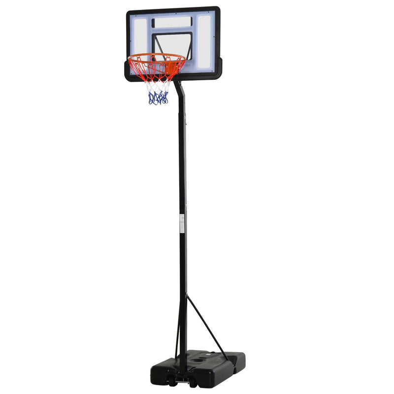 HOMCOM Steel Basketball Stand Height Adjustable Hoop Backboard Black