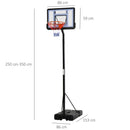 HOMCOM Steel Basketball Stand Height Adjustable Hoop Backboard Black