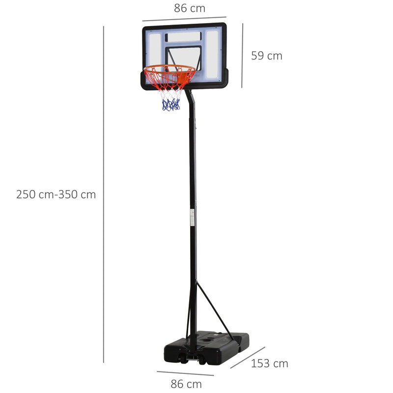 HOMCOM Steel Basketball Stand Height Adjustable Hoop Backboard Black
