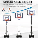 HOMCOM Steel Basketball Stand Height Adjustable Hoop Backboard Black
