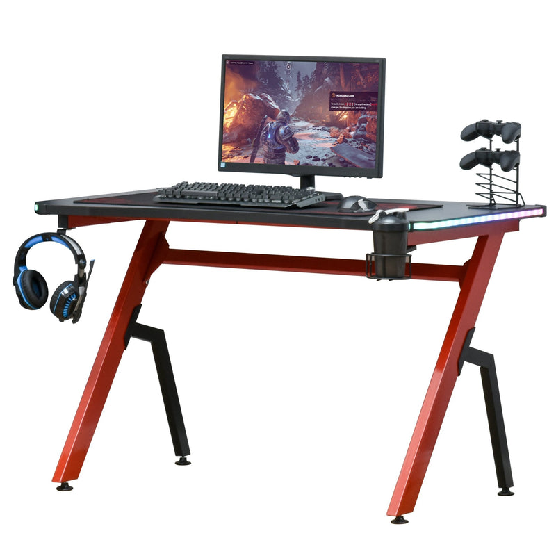 HOMCOM Racing Style Gaming,  home or Office Desk-  Black and Red