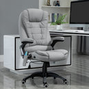 Vinsetto Heated Massage Recliner Office Chair Ergonomic Gaming Heated Home Office Padded  Linen-Feel Fabric & Swivel Base Light Grey Executive Reclining w/ Heating Points Relaxing Headrest