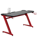 Gaming Desk Computer Writing Table with Cup Holder, Headphone Hook, Gamepad Holder, Cable Management, and Large Workstation for Home Office, 122 x 66 x 86cm, Black and Red Holder Hook Holder Office