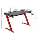 Gaming Desk Computer Writing Table with Cup Holder, Headphone Hook, Gamepad Holder, Cable Management, and Large Workstation for Home Office, 122 x 66 x 86cm, Black and Red Holder Hook Holder Office