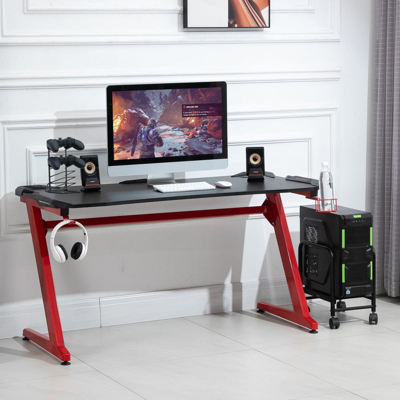 Computer Desk Gaming Desk Writing Table w/cup holder Headphone hook Red/Black