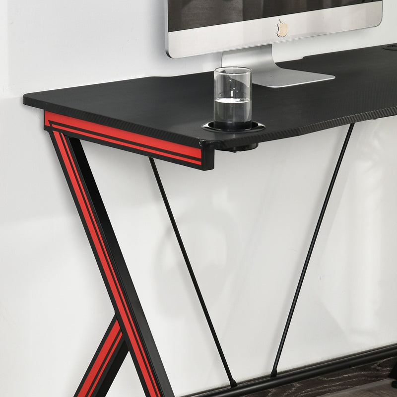Gaming Computer Desk Workstation with Headphone Hook, Large Desktop for Computer Hardware & Stable Design  w/