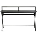 Gaming Computer Desk Writing Racing Table Workstation with Headphone Hook Curved Front Adjustable Feet for Home Office Use w/