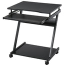 Movable Computer Desk with 4 Moving Wheels Sliding Keyboard Tray Home Office Workstation - Black