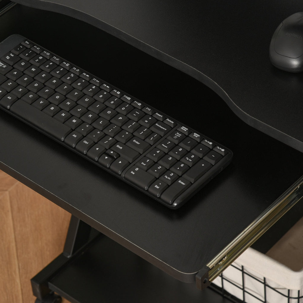 Movable Computer Desk with 4 Moving Wheels Sliding Keyboard Tray Home