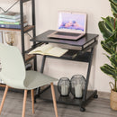 Movable Computer Desk with 4 Moving Wheels Sliding Keyboard Tray Home Office Workstation - Black