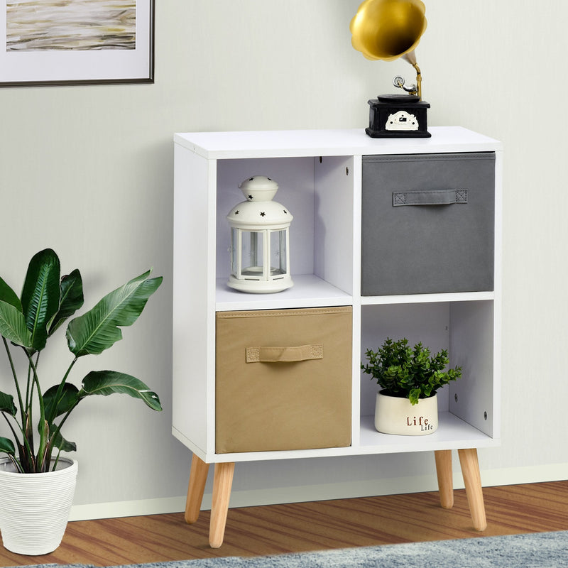 Particle Board Elevated 4-Cube Storage Unit White