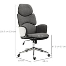 Vinsetto Desk Chair Padded Linen Ergonomics Height Adjustable Office Chair High-Back White/Grey