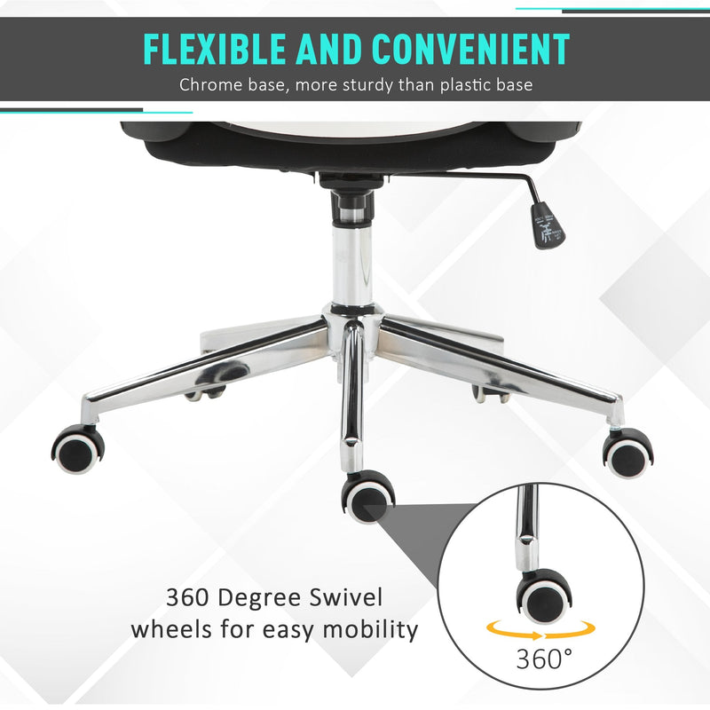 Vinsetto Desk Chair Padded Linen Ergonomics Height Adjustable Office Chair High-Back White/Grey