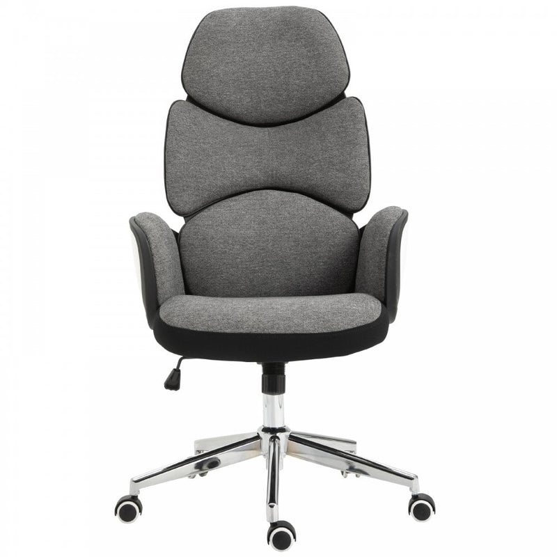 Vinsetto Ergonomic Home Office Chair High Back Task Computer Desk Chair  with Padded Armrests, Linen Fabric, Swivel Wheels, and Adjustable Height,  gray