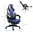 Vinsetto Cool & Stylish Gaming Chair Ergonomic w/ Padding Footrest Neck Back Pillow Adjustable Chair Blue