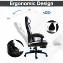 Vinsetto Cool & Stylish Gaming Chair Ergonomic w/ Padding Footrest Neck Back Pillow Adjustable Chair Blue