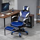 Vinsetto Cool & Stylish Gaming Chair Ergonomic w/ Padding Footrest Neck Back Pillow Adjustable Chair Blue
