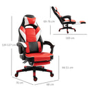 Vinsetto Cool & Stylish Gaming Chair Ergonomic w/ Padding Footrest Neck Back Pillow Adjustable Chair Red