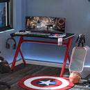 Steel Frame LED Gaming Desk Workstations for Home and Office w/ Headphone & Drink Holder Black