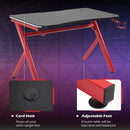 Steel Frame LED Gaming Desk Workstations for Home and Office w/ Headphone & Drink Holder Black