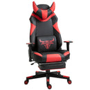 Vinsetto PU Leather Gaming Office Chair Bull Horn Headrest Gaming Chair w/ Retractable Footrest Red