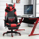 Vinsetto PU Leather Gaming Office Chair Bull Horn Headrest Gaming Chair w/ Retractable Footrest Red