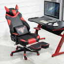 Vinsetto PU Leather Gaming Office Chair Bull Horn Headrest Gaming Chair w/ Retractable Footrest Red