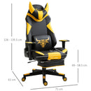 Vinsetto PU Leather Bull Horn Headrest Gaming Chair w/ Retractable Footrest Yellow