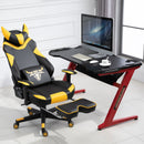 Vinsetto PU Leather Bull Horn Headrest Gaming Chair w/ Retractable Footrest Yellow