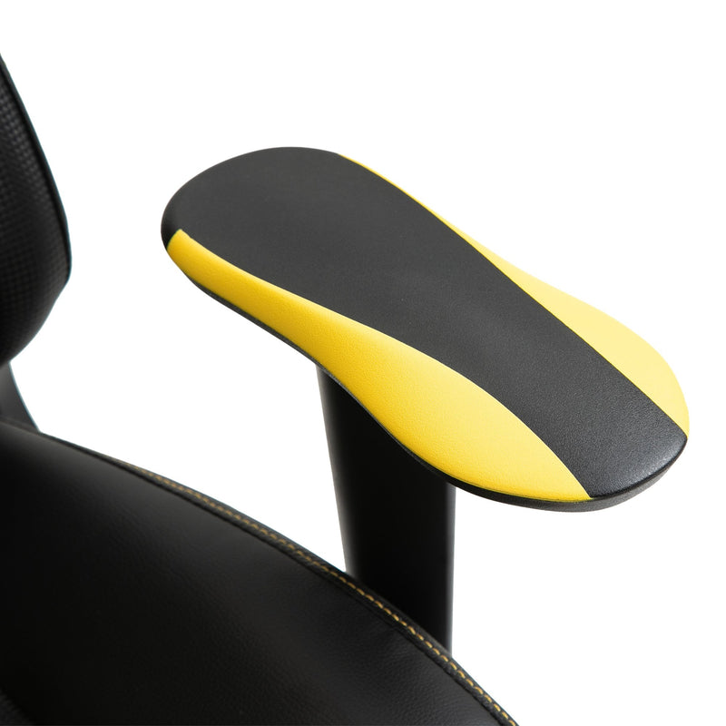 Vinsetto PU Leather Bull Horn Headrest Gaming Chair w/ Retractable Footrest Yellow